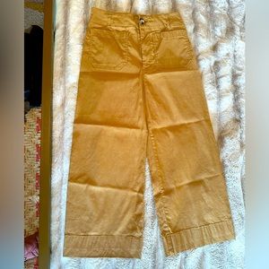 The Colette Cropped Wide-Leg Linen Pants by Maeve